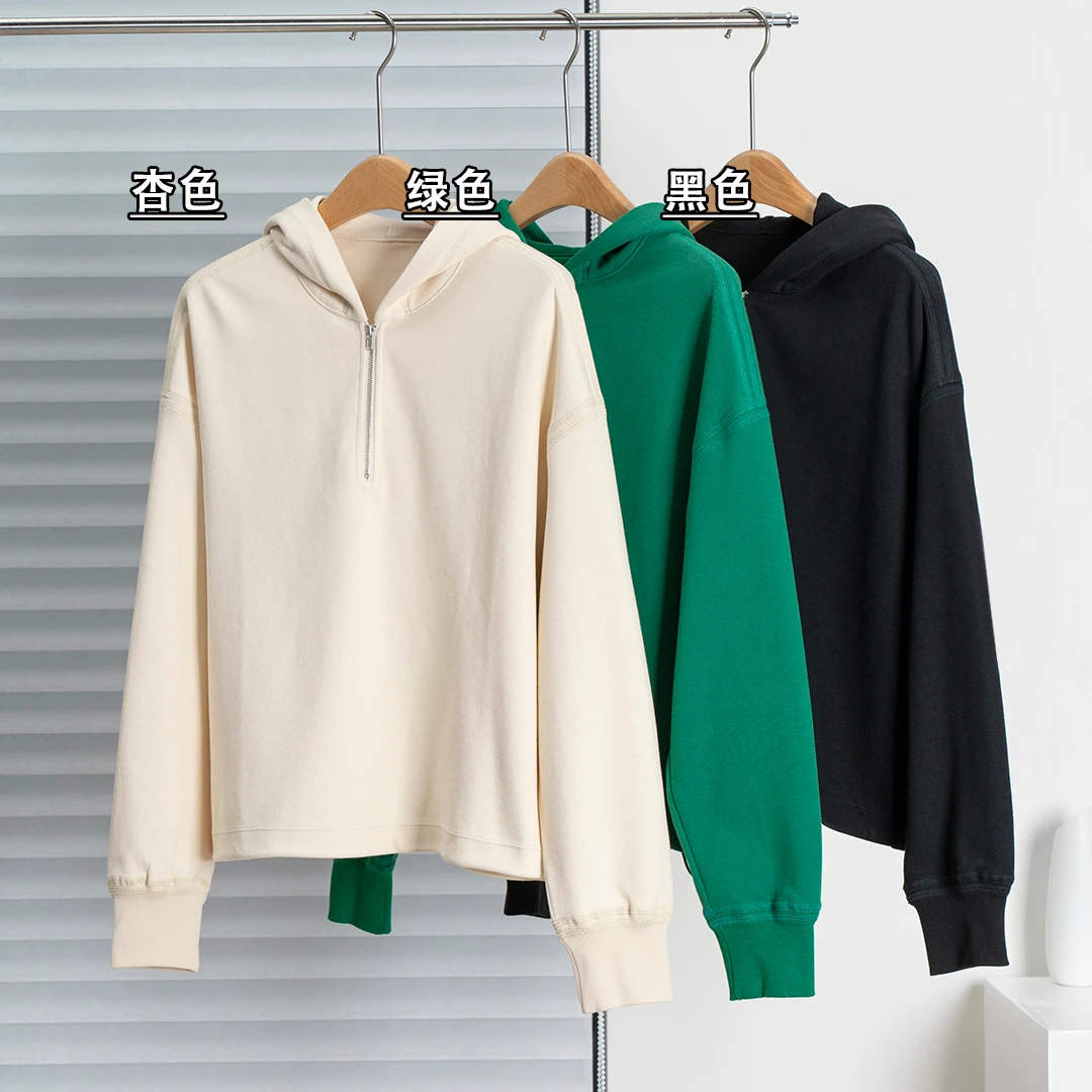 【断码特价】半开拉链v领口连帽上衣长袖卫衣休闲运动卫衣LG-23-012
