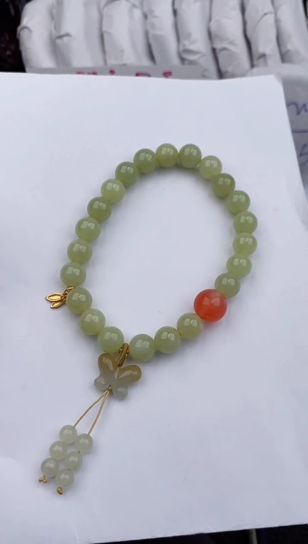 【闪购商品】和田玉手链未镶嵌033微色差T蝴蝶