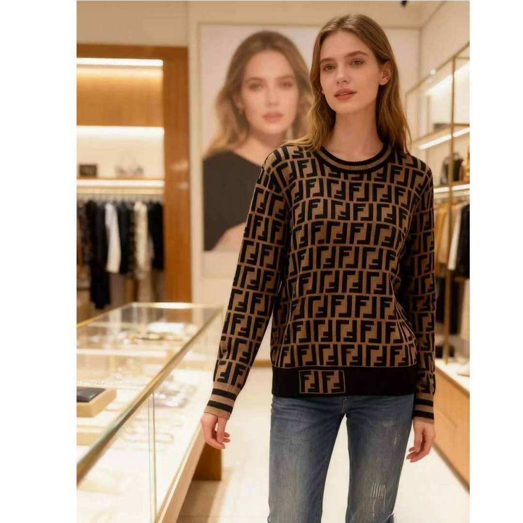 FF咖色休闲高级感打底衫上衣女长袖9554