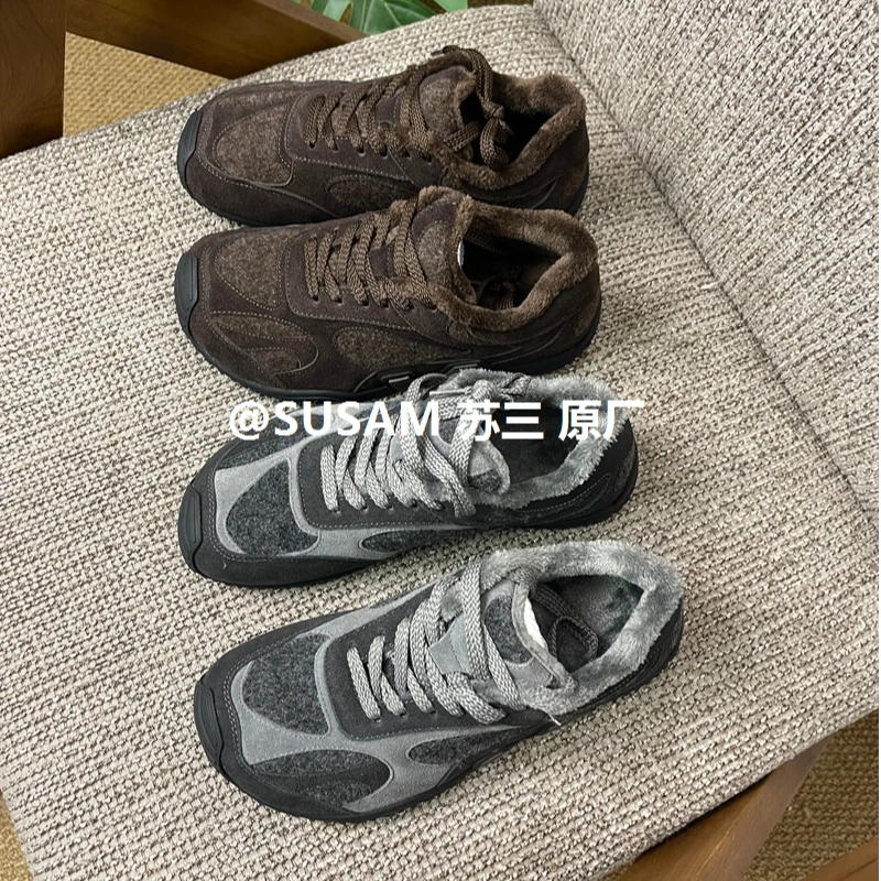 2025休闲风秋百搭时尚休闲鞋复古软底慢跑鞋阿甘鞋老爹鞋加绒