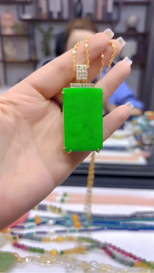 翡翠银S925镀金镶嵌吊坠(赠链)DIY款D263