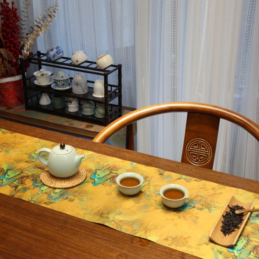 长款新中式桌旗禅意双面可用防水防油茶席