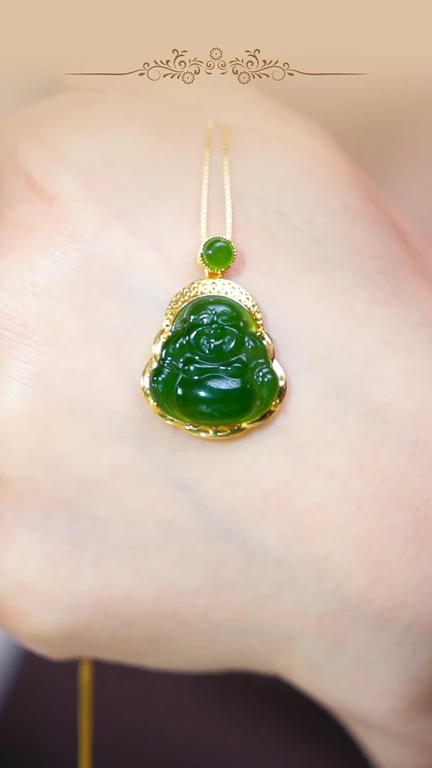 【闪购商品】和田玉吊坠18K金镶嵌佛公（不带链）
