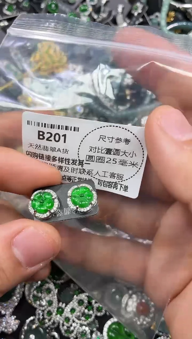 颈饰未镶嵌翡翠B201耳钉