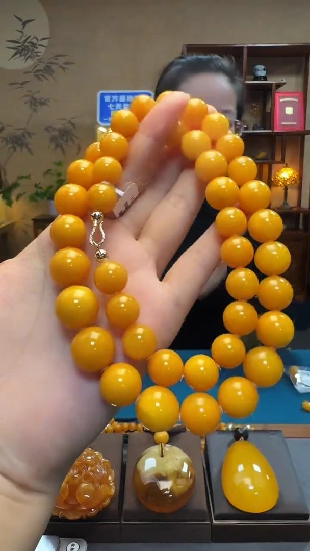 琥珀项链未镶嵌天然保真蜜蜡圆珠项链