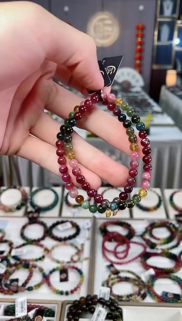 未镶嵌巴西老矿碧玺单圈手串5mm+碧玺xion多样性发货一条