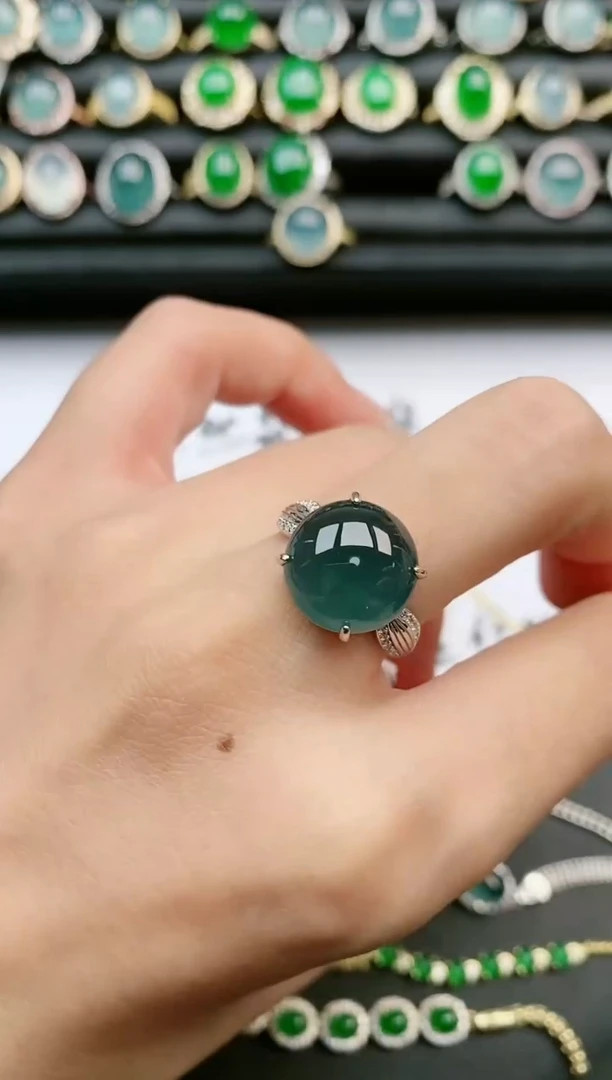 翡翠戒指银S925镶嵌111111