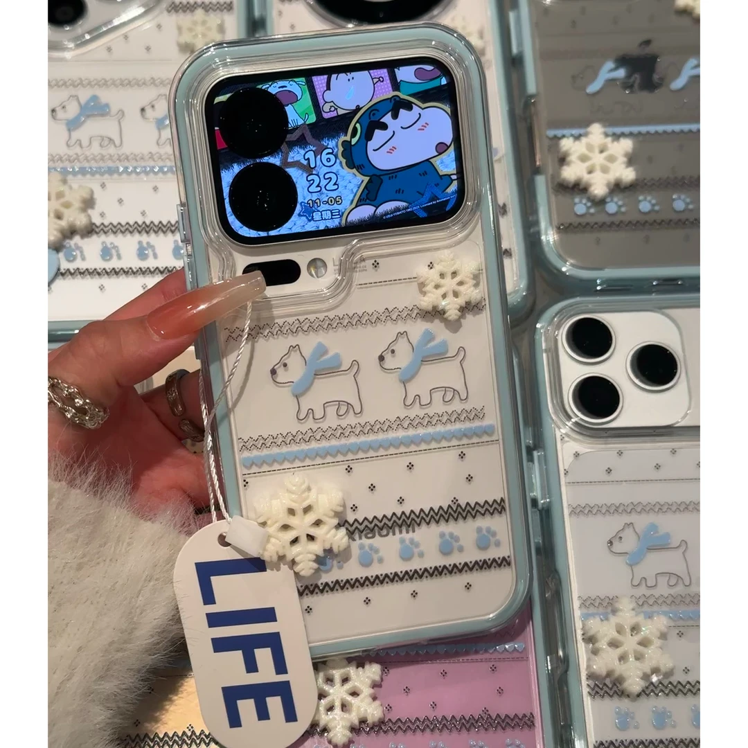 BANCA雪花爪印小狗贴件适用苹果16/17手机壳华为vivo小米17oppo套