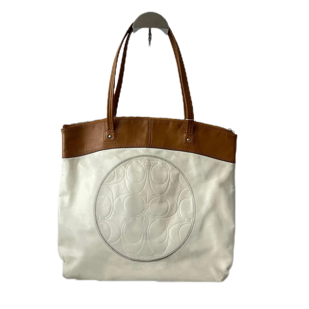 95新 COACH/蔻驰 白色压花拼色单肩手提包 Y-6064-A