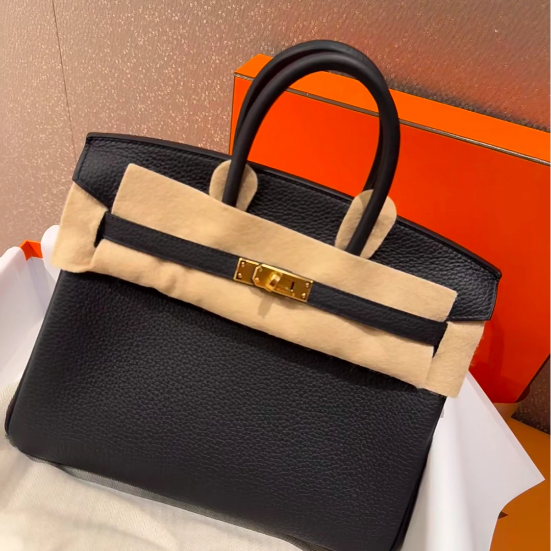 95新 Hermes/爱马仕 小花Jerry603246 Birkin 25黑色 Togo皮 A刻