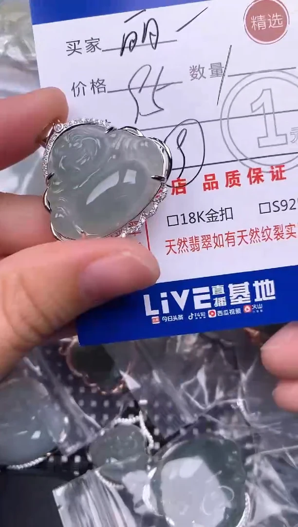 颈饰银S925镶嵌翡翠丽*挂件