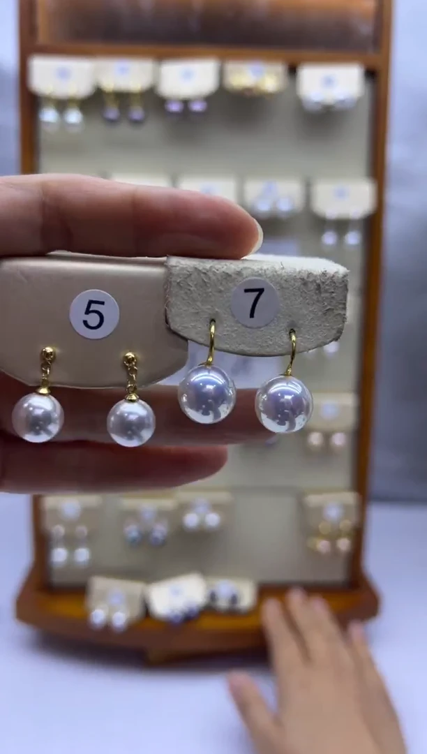 未镶嵌耳饰淡水珍珠5+7