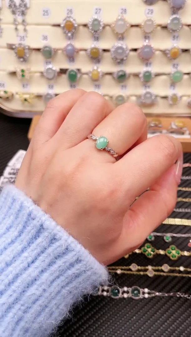 【闪购商品】翡翠戒指银S925镶嵌戒指25