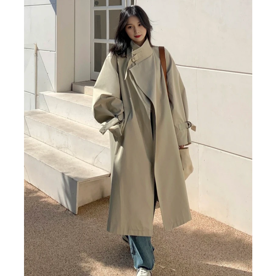 风衣女款新款韩系英伦风中长款立领大衣秋季外套F503