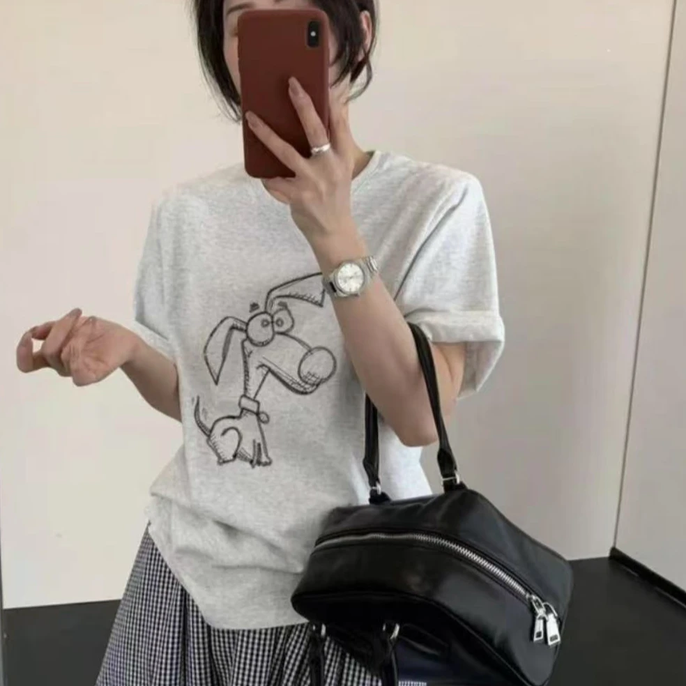 韩版早春新款文艺狗狗t恤时尚半袖5219