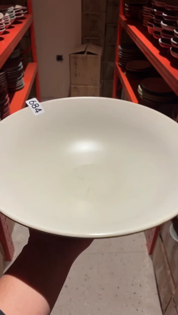 瓷片玖*684外绿内白手工深汤大盘1个