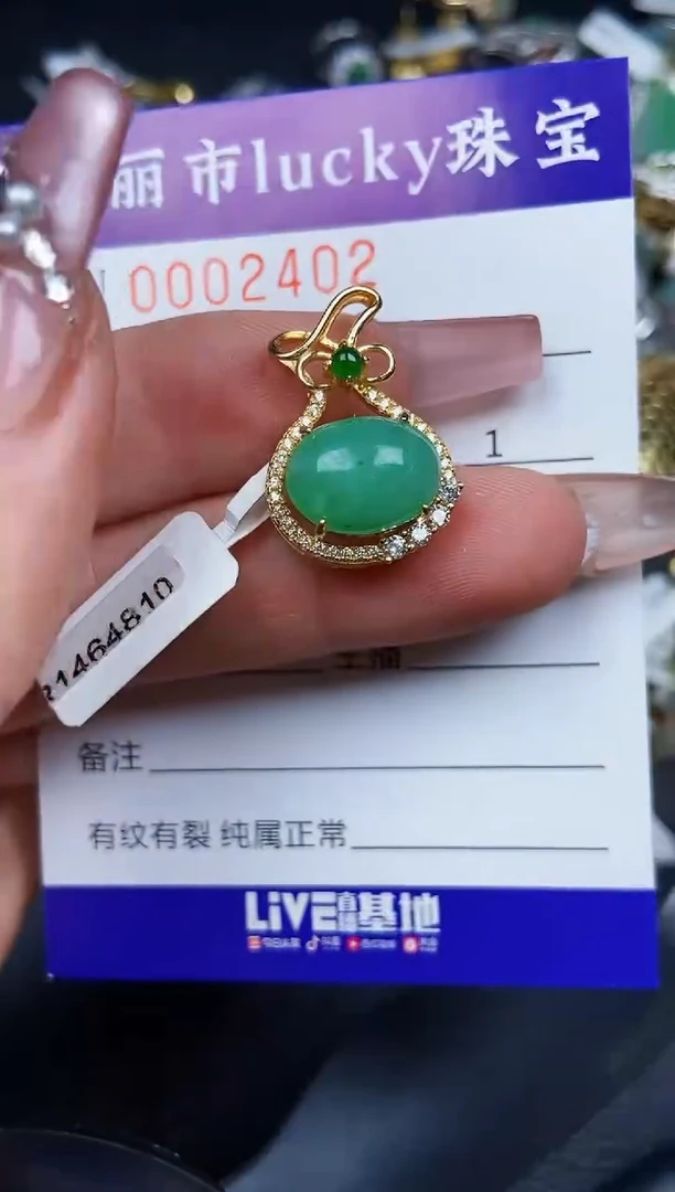 翡翠银S925镶嵌颈饰2402