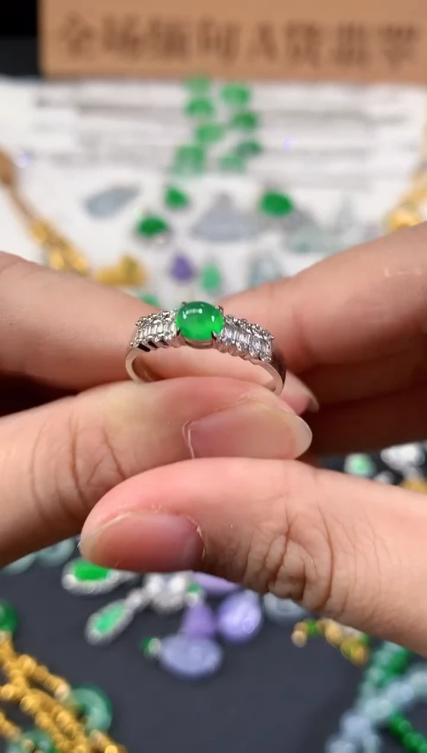 18K金镶嵌戒指翡翠A636|5980