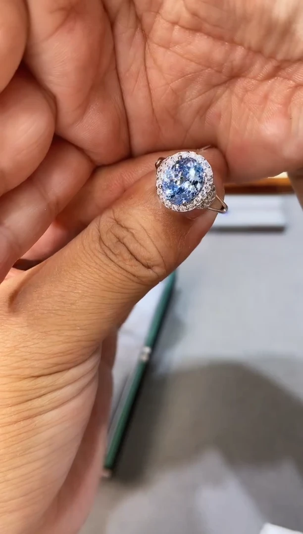 海蓝宝石戒圈银S925镶嵌......