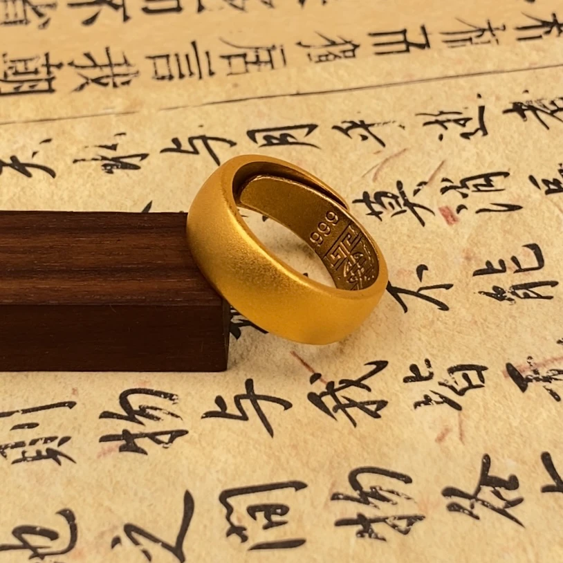 合金戒指 【开口面包戒】经典8mm宽面包戒指开口可调节内圈有纹路