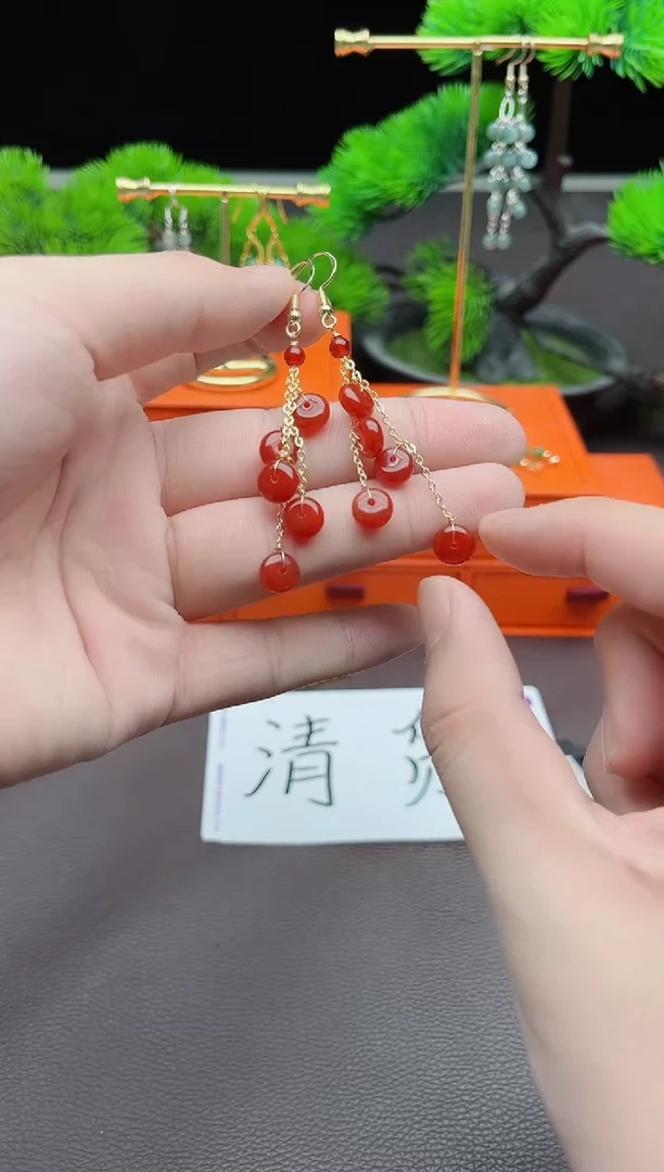 玛瑙/玉髓耳饰银S925镶嵌208000