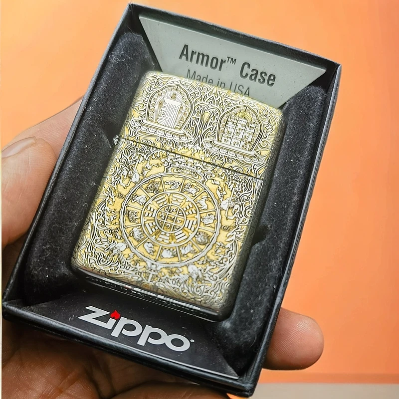 【CC】Zippo打火机金拼双色盔甲九宫八卦168-DY9912DK