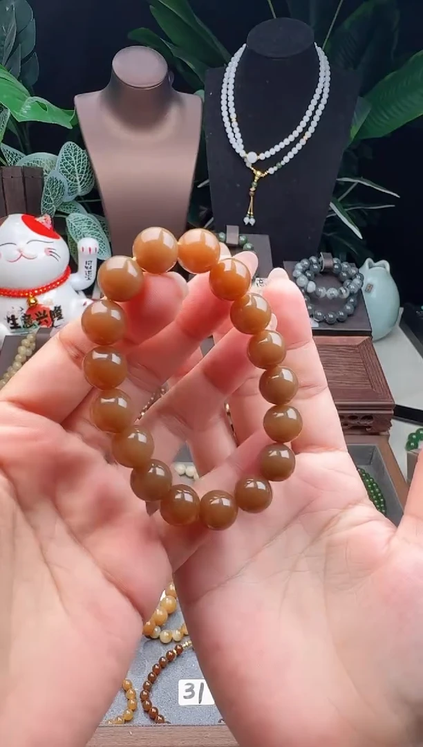 未镶嵌手链和田玉精品12m新疆且末糖玉手串
