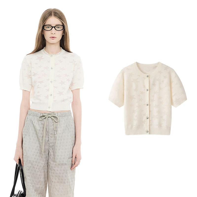【素素订单】2025春季新款闪亮星星精致穿搭针织衫上衣女C5491