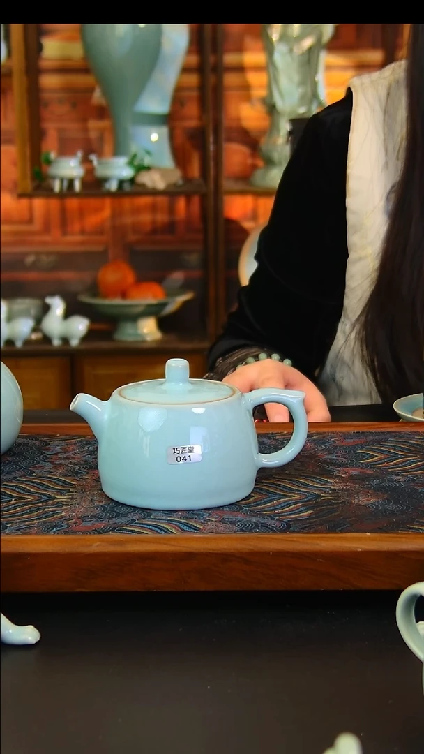 瓷片全手工井栏壶，不完美，简装