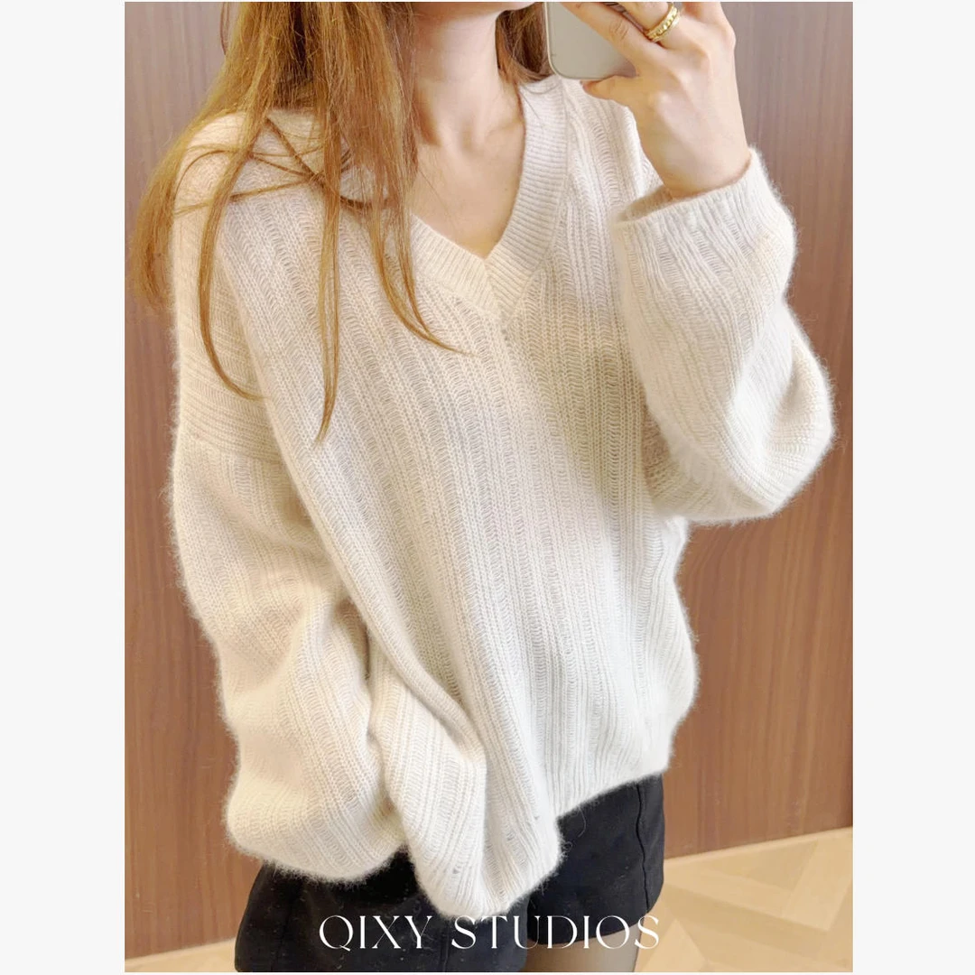 【雪域之宝】V领阔版毛衣#QXYNX5599