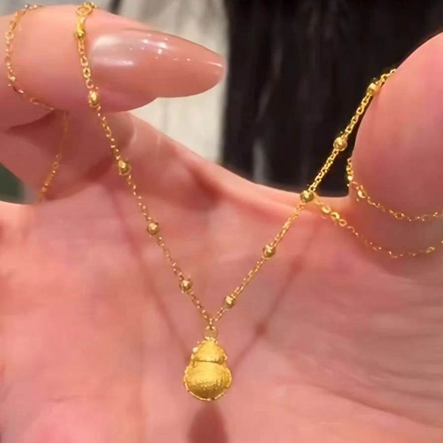 铜合金项链 新中式金色葫芦吊坠项链轻奢高级感精致时尚锁骨链