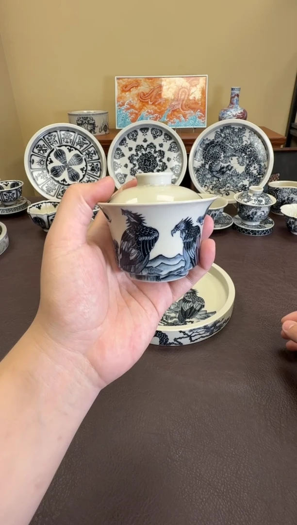 二号釉苦禅的鹰马蹄盖碗