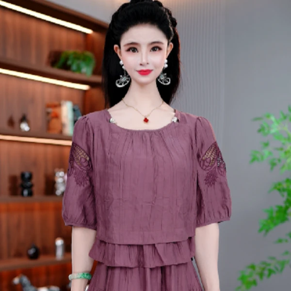 新款高级感轻奢气质遮肉减龄百搭大方显瘦休闲复古连衣裙M-4XL