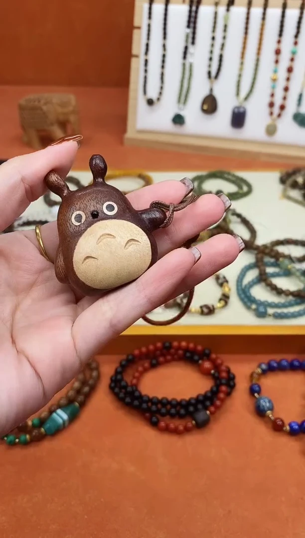 木质类龙猫挂件吊坠