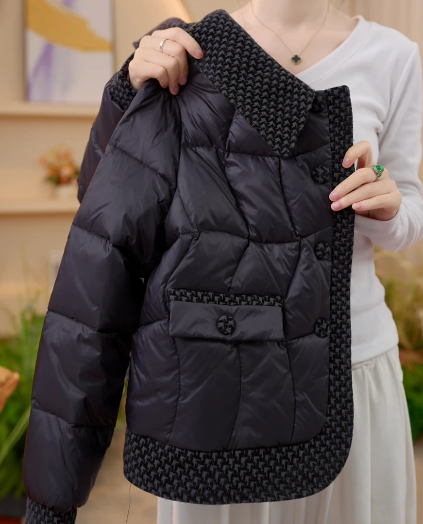 【MM甄选大朵绒】秋冬新款时尚百搭秋冬季爆款拼接羽绒服外套