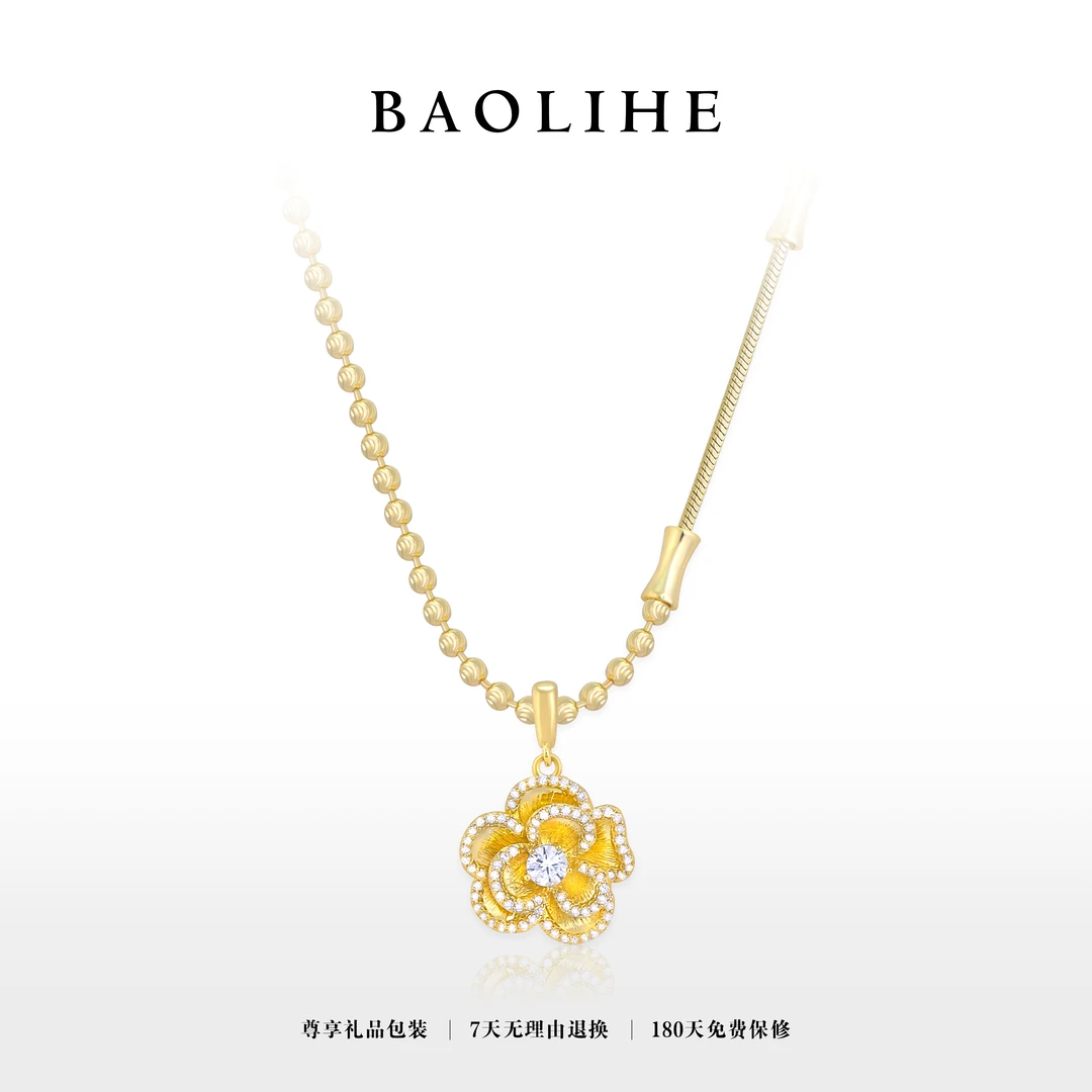 铜合金项链 镀K金 AB链富贵花 时尚项链X7325