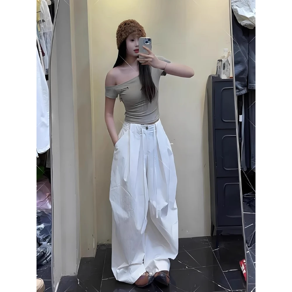 美式速干弯刀工装裤女款夏季薄款美式慵懒松弛休闲裤子宽松阔腿裤