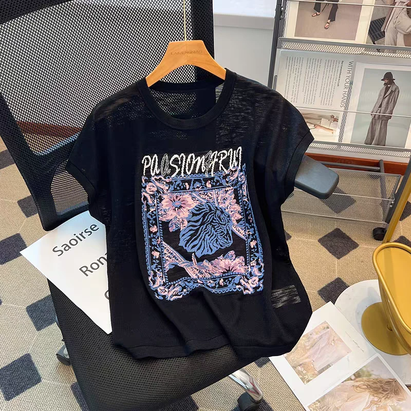 【大麦运费补贴】莫奈花园针织短袖