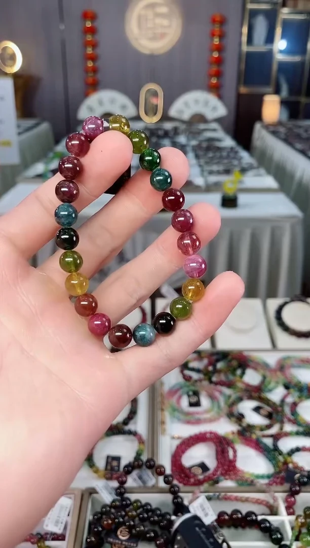 未镶嵌透体老矿碧玺单圈手串8mm+碧玺xion多样性发一条