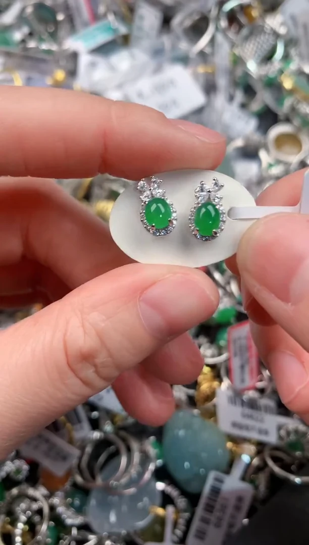 银S925镶嵌戒指翡翠1111---5