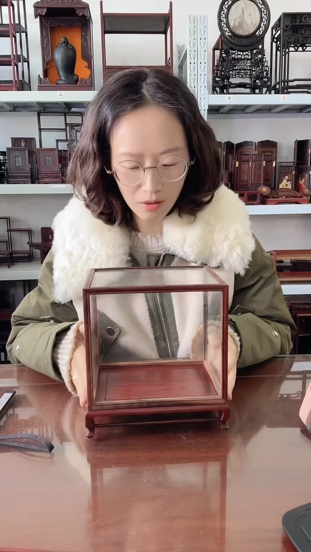 微凹黄檀（南美大红酸枝）玻璃罩19*14*20