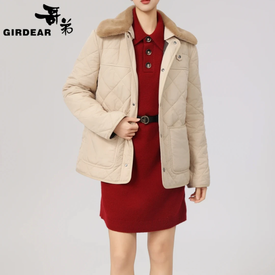 GIRDEAR/哥弟秋冬新款气质百搭显瘦保暖新雪丽棉服宽松女1400820