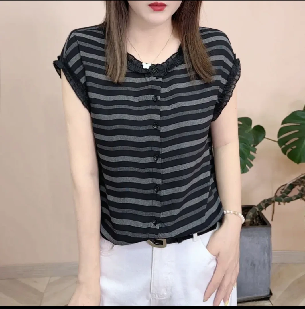 爆款2025气质百搭减龄显瘦圆领短袖新款时设计感T恤打底衫