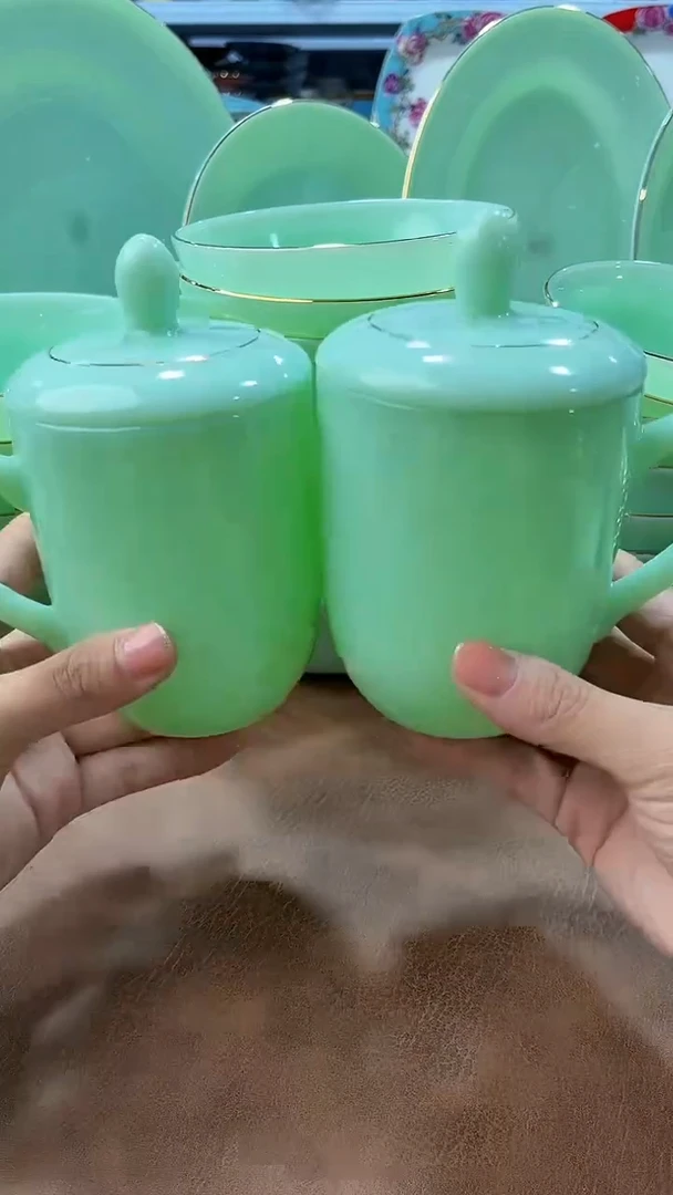 玉瓷350cc玉瓷茶杯水杯2只景德镇
