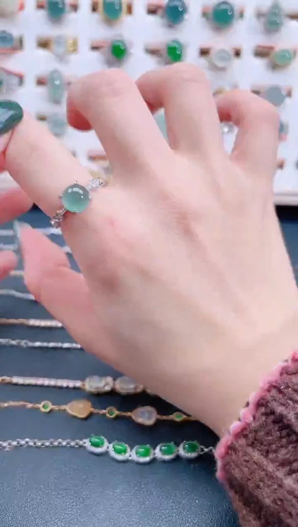 银S925镶嵌戒指翡翠天然翡翠