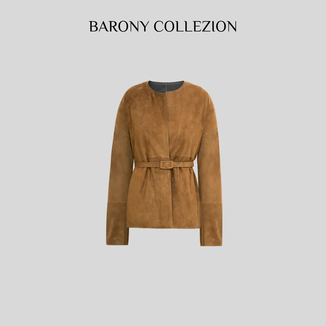 佰力郎98498【25/26新款】绒面头层羊皮时尚进口外套女士休闲真皮