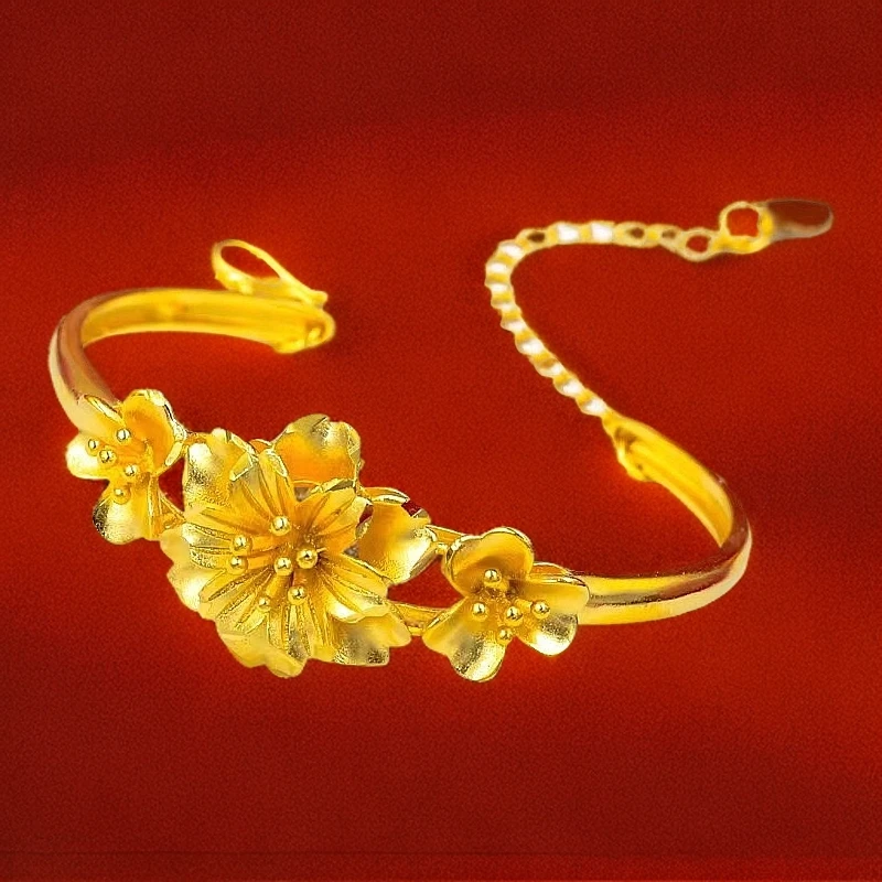 花朵手镯国风镂空女推拉可调节气质手镯ZD0626