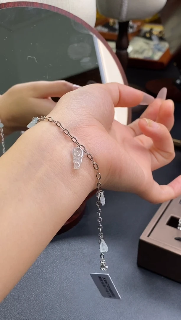 颈饰银S925镶嵌翡翠13019