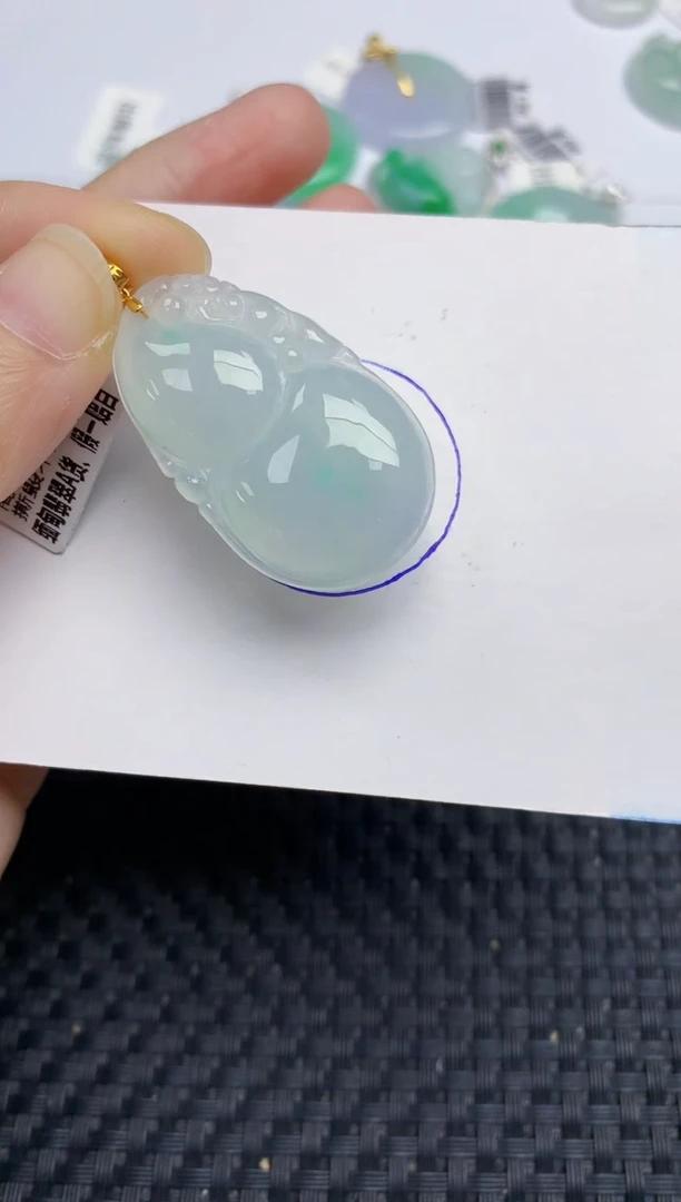 颈饰18K金镶嵌翡翠天然缅甸A货翡翠百元以上9元证书费自理