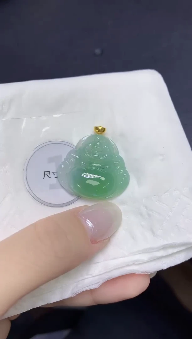 颈饰18K金镶嵌翡翠天然缅甸翡翠A货百元以上9元证书费自理